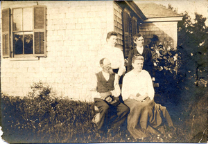 Grandfather Otis Delano, Civil War veteran, at the corner of his house