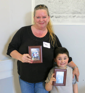 Theresa Aubé and Anthony Aube-Scarcella at the Hyde Park Mass. Memories Road Show