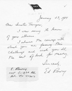 Letter from Edward Rowny to Senator Paul Tsongas