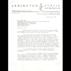 Letter, Dr. James Case, January 19, 1983.