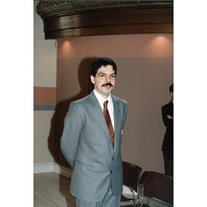 Rafael Jaimes (?) at the Villa Victoria Cultural Center during the opening ceremony.