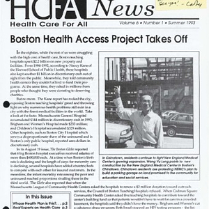 Two issues of "Health Care for All News" newsletter