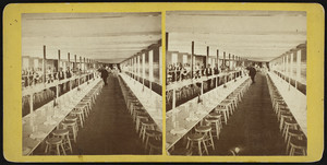 Stereograph of a dining area, Warwick, R.I., undated