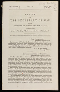 "Letter of the Secretary of War to the Committee on Commerce of the Senate"