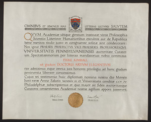 University of Pennsylvania diploma, 1945