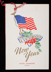 For a victorious new year, menu, Hotel Kenmore, 496 Commonwealth Avenue, Boston, Mass.