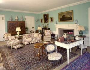 Drawing Room showing fireplace wall and furniture, Codman House, Lincoln, Mass.