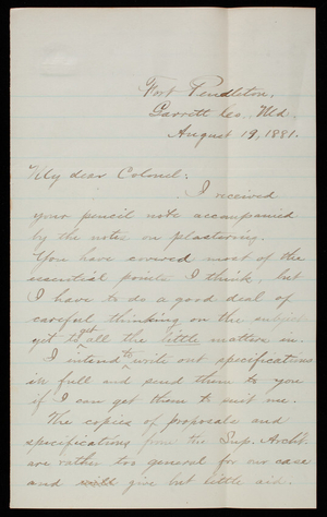 Bernard R. Green to Thomas Lincoln Casey, August 19, 1881