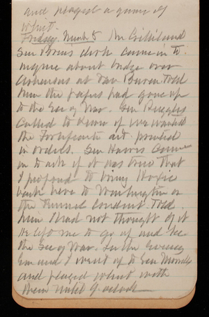 Thomas Lincoln Casey Notebook, November 1894-March 1895, 142, Friday March 8