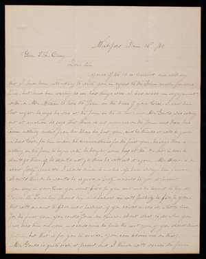 [Charles] T. Crombe to Thomas Lincoln Casey, December 15, 1888