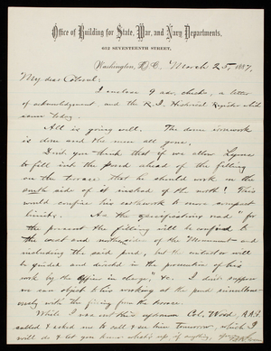 Bernard R. Green to Thomas Lincoln Casey, March 25, 1887