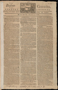 The Boston-Gazette, and Country Journal, 1 August 1768 (includes supplement)