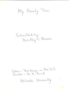 Student family histories: Brown, Dorothy Clark (Drain, Virden, Smith)