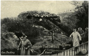 American front line trench, France: Gen. Pershing, Gen. D'Esperey