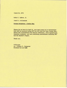 Memorandum from Mark H. McCormack to Arthur J. Lafave