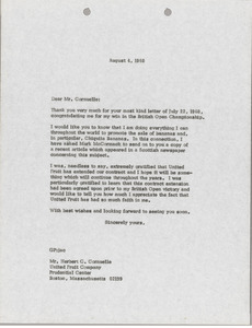 Letter from Gary Player to Herbert C. Cornuelle