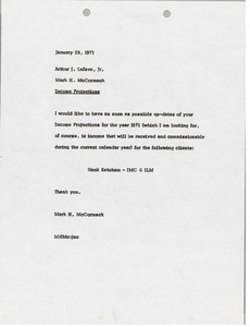 Memorandum from Mark H. McCormack to Arthur J. Lafave