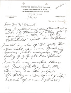 Letter from Charles T. Jenkins to Mark H. McCormack