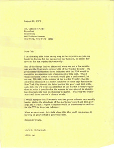 Letter from Mark H. McCormack to Gibson McCabe