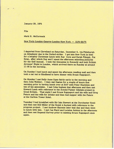 Memorandum from Mark H. McCormack to travel file