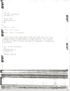 Telex prinotut from Mark H. McCormack to Phil Pilley