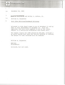 Memorandum from William H. Carpenter to Mark H. McCormack and Arthur J. Lafave