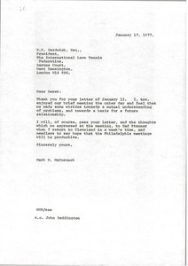 Letter from Mark H. McCormack to D. N. Hardwick