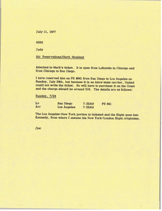 Memorandum from Judy A. Chilcote to Mark H. McCormack