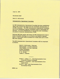 Memorandum from Mark H. McCormack to the Worldwide Staff