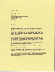 Letter from Mark H. McCormack to R. A. A. Holt