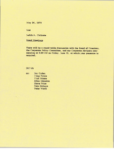 Memorandum from Judy A. Chilcote to list