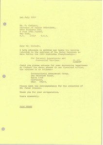 Letter from Judy Stott to W. Corbett