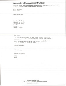 Letter from Mark McCormack to Mark Rolfing