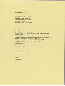 Letter from Mark H. McCormack to William J. Kennedy
