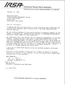 Letter from Amy Allison to Mark H. McCormack