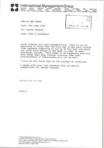 Fax from Mark H. McCormack to Fumiko Matsuki