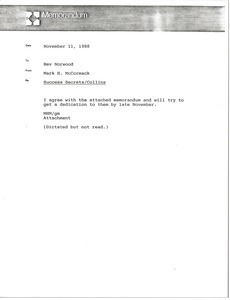 Memorandum from Mark H. McCormack to Bev Norwood