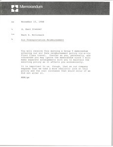 Memorandum from Mark H. McCormack to H. Kent Stanner