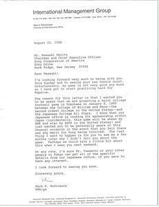 Letter from Mark H. McCormack to Masaaki Morita