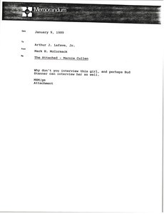 Memorandum from Mark H. McCormack to Arthur J. Lafave, Jr.