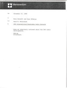 Memorandum from Mark H. McCormack to Buzz Hornett and Sean McManus