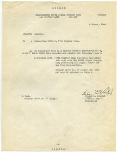 Memorandum from 326th Signal Company Wing to 67th Fighter Wing