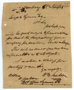 Letter from William Jackson to Joseph Lyman