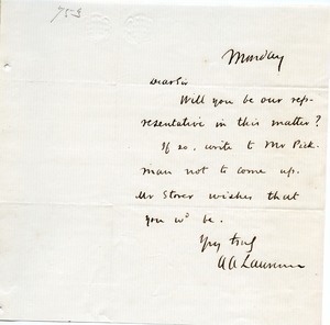 Letter from A. A. Lauren to Joseph Lyman