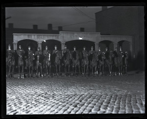 Mounted police in front of the state prison after the execution of Sacco and Vanzetti