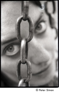 Close-up portrait of Verandah Porche on a swing set with chains