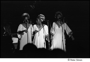 Bob Marley and the Wailers at the Music Hall: the I Threes (l-r), Judy Mowatt, Rita Marley, and Marcia Griffiths