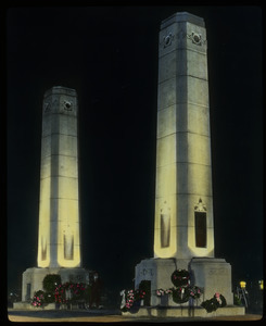 Memorial City Gates Grand Rapids (two flat topped illuminated obelisk- like structures)