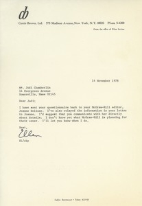 Letter from Ellen Levine to Judi Chamberlin