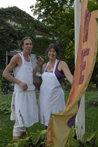 Hungry Ghost Bread: owners Jonathan C. Stevens and Cheryl Maffei outside the bakery